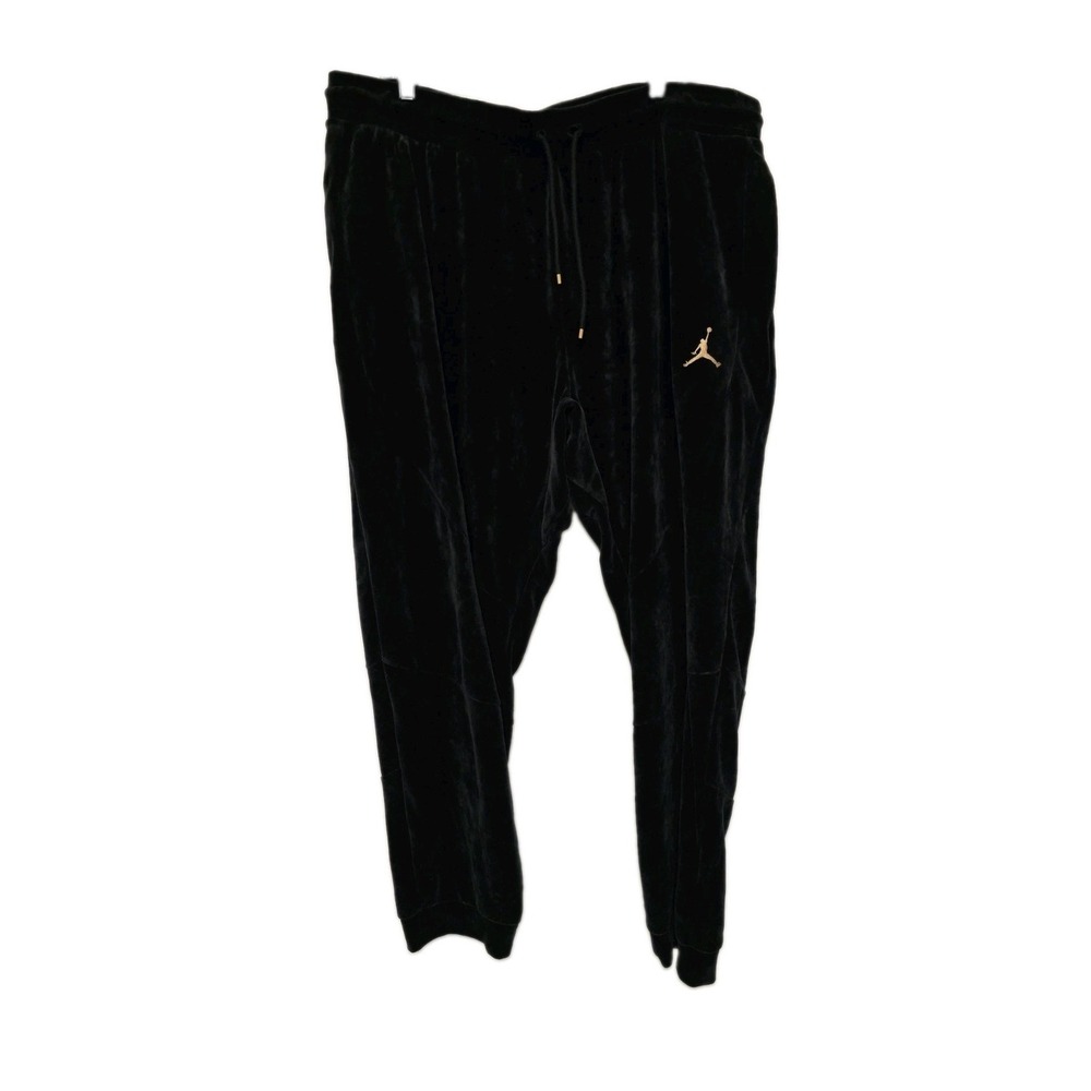 Air Jordan Mens Black Velour Sweatpants Size 3XL Gold Details - Picture 2 of 10